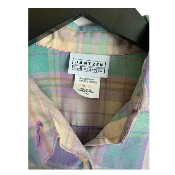 NWT Vintage Janzten Golfwear Women's Large Jacket Plaid Button Up Long Sleeve - Picture 4 of 9